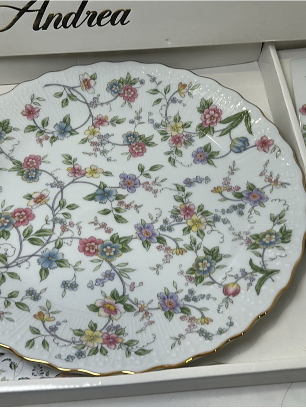 ANDREA  by Sadek  cake plate and server set  Corona pattern brand new